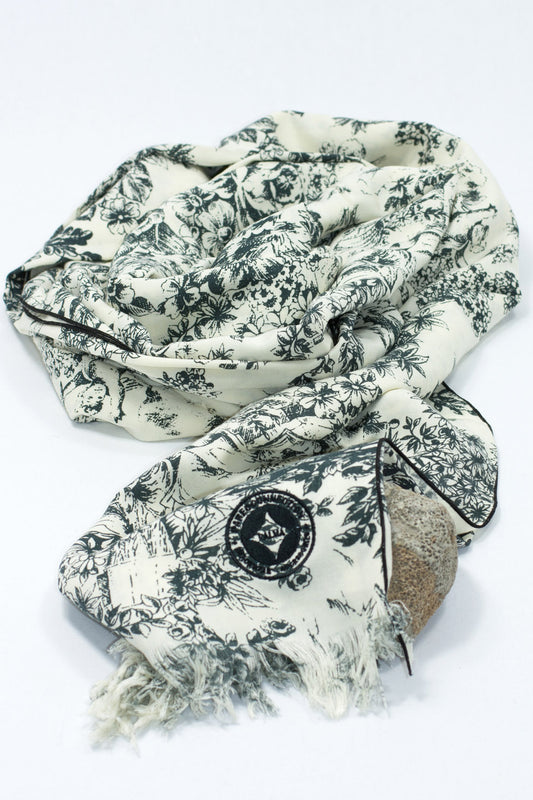 Ensemble paréo/pochette Jouy gris